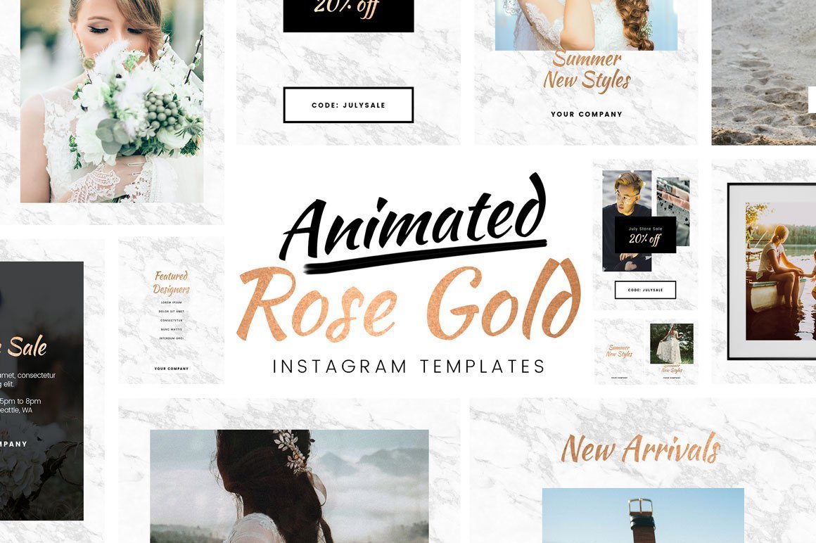 Free Animated Rose Gold Instagram Template for Photoshop - tuts and reviews - tutsandreviews.online